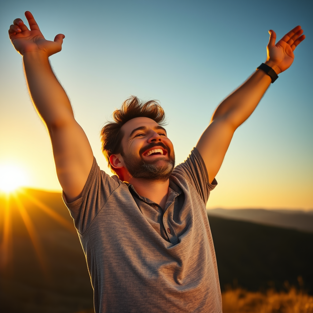 Man celebrating success